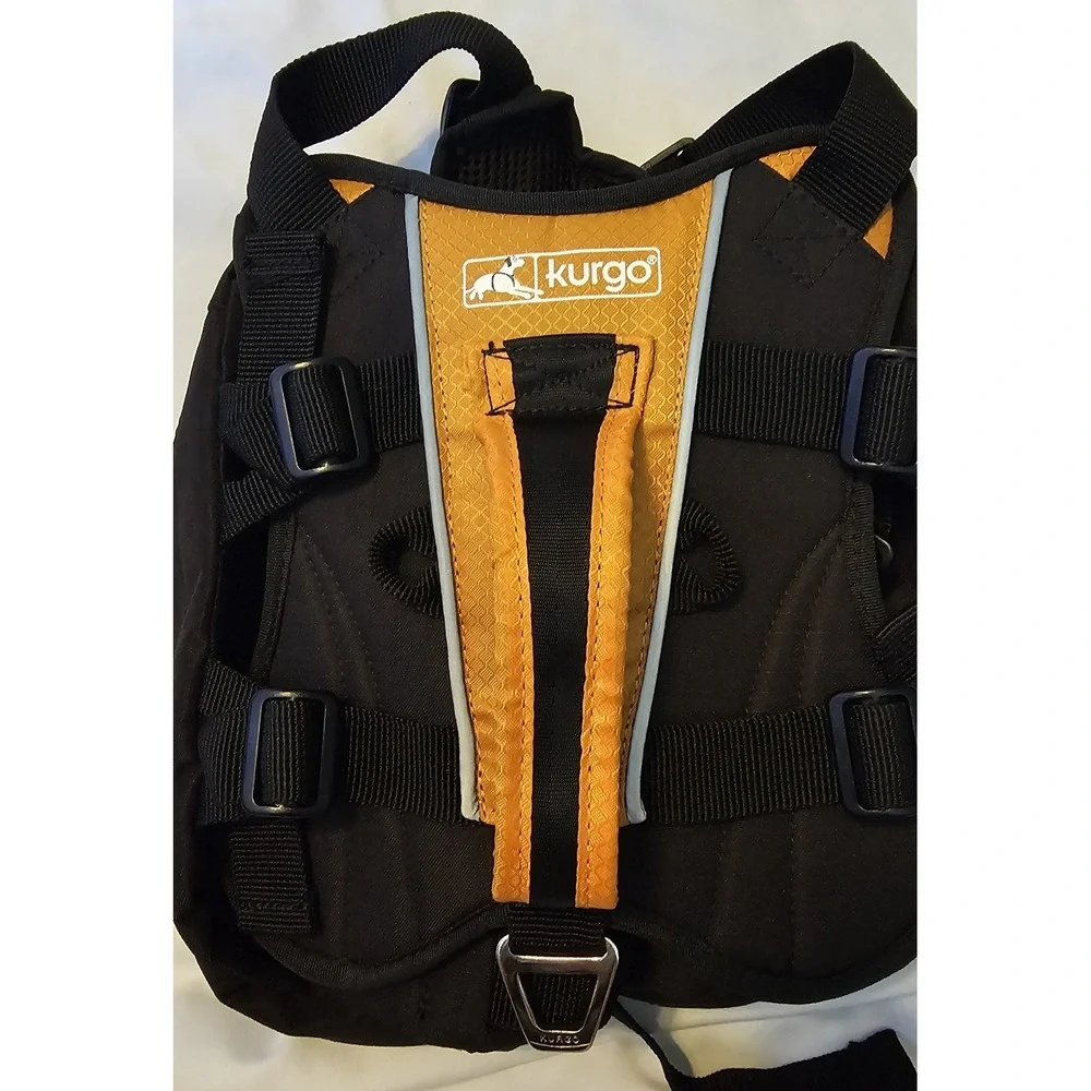 Kurgo Baxter Dog Backpack Blk/Orange Zip Saddle Bags Hiking Running Walking